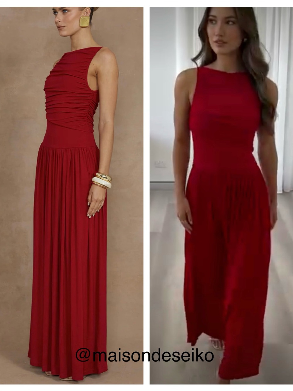 NWT Runaway the Label Red Nalla Ruched Jersey Maxi Dress Wedding Guest size M